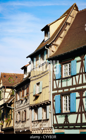 Legno case di incorniciamento al pescivendolo distretto, Little Venice, Colmar, Alsazia, Francia Foto Stock