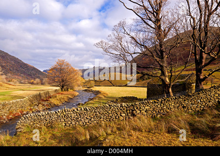 Un vecchio fienile oltre Kirkstone Beck nel distretto del lago, Cumbria, Inghilterra Foto Stock