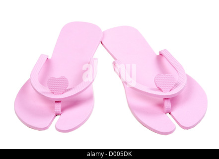 Pink Ciabattine Pedicure isolati su sfondo bianco Foto Stock
