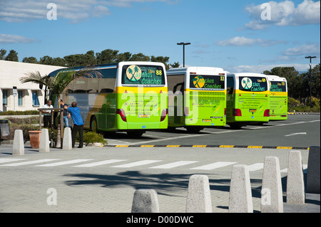 Gli autobus turistici al di fuori di Pafos Aeroporto Internazionale di Paphos Cipro Foto Stock