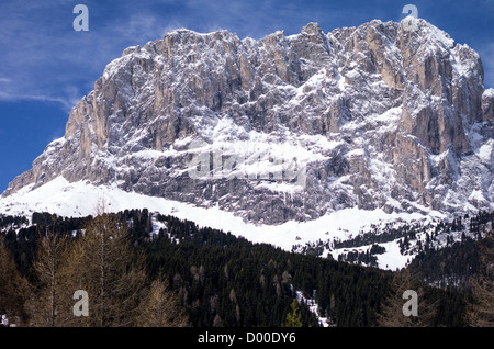 L'Italia, Dolomiti, Trentino Alto Adige, il Sassolungo visto dalla strada del Passo Sella Foto Stock