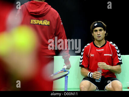 Praga, Repubblica Ceca. Il 13 novembre 2012. David Ferrer della Spagna è visto durante il corso di formazione tecnica per la Coppa Davis finale match di tennis Repubblica Ceca contro la Spagna a Praga Repubblica Ceca, Martedì 13 Novembre, 2012. (CTK foto/Katerina Sulova) Foto Stock