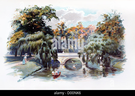 Illustrazione del Trinity College di Cambridge Ponte di Charles Wilkinson dal Libro Cassell della storia dell'Inghilterra Volume 1 Foto Stock