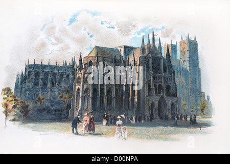 Illustrazione di Westminster Abbey da Charles Wilkinson dal Libro Cassell della storia dell'Inghilterra Volume 1 Foto Stock