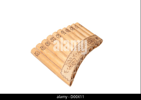 Isolato African reed flute armonica a bocca su sfondo bianco Foto Stock