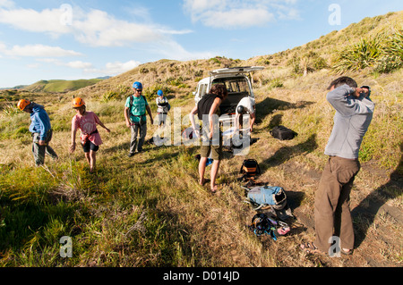 Gruppo prepararsi in corda doppia Foto Stock