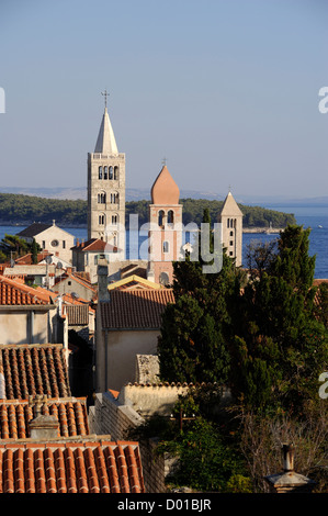 Croazia, Dalmazia, Isole Quarnero, isola di Rab, città vecchia Foto Stock