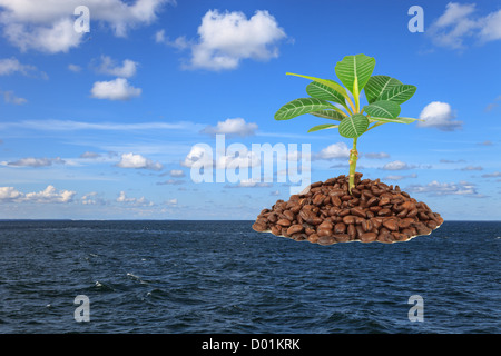 Caffè isola nell'oceano - una visione di ironico. Foto Stock