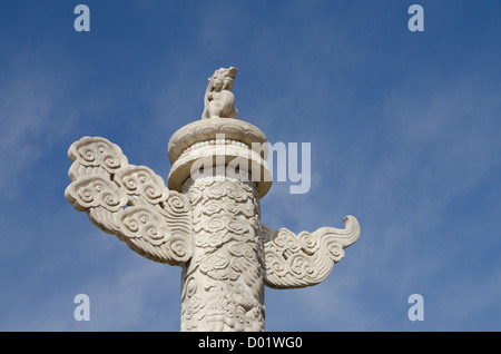 Cina, Pechino, Città Proibita (aka Zijin Cheng). Palazzo degli Imperatori dalle dinastie Ming e Qing. Altamente colonne scolpite . Foto Stock