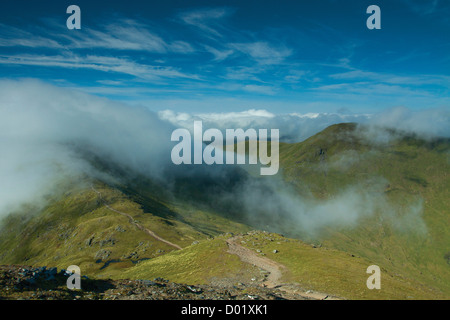 Il Munros di Beinn Ghlas e Meall Corranaich dal Munro di Ben Lawers, Perthshire Foto Stock