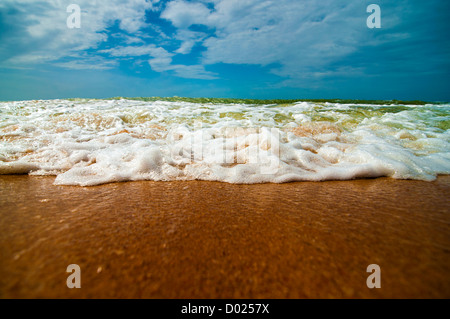 Le onde dei Caraibi arrivando alla riva. Foto Stock