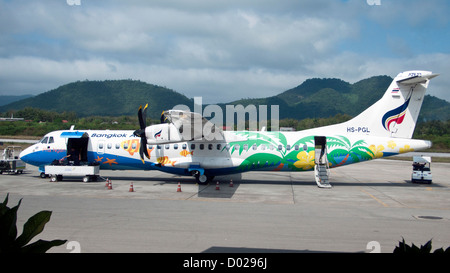 Bangkok Airways ATR 72 elica aerei passeggeri Luang Prabang aeroporto nella Repubblica democratica popolare del Laos Foto Stock