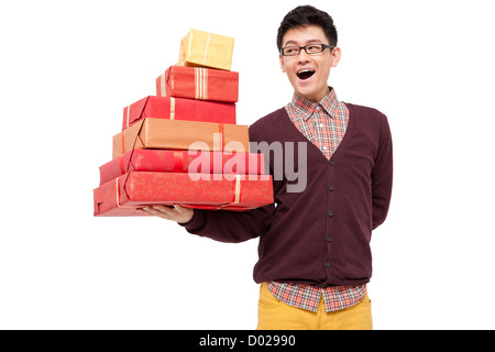 Divertente giovane azienda dono per il cinese tradizionale nuovo anno Foto Stock