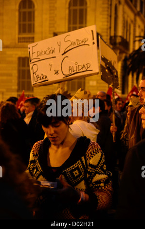 Manifestazioni & sciopero generale in Barcellona. Foto Stock