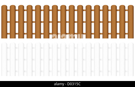 Recinti di legno su uno sfondo bianco. Illustrazione Vettoriale. Foto Stock