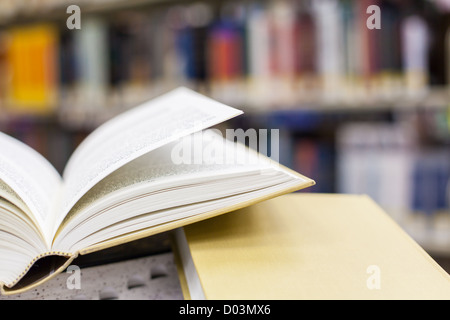 Libri e libri di testo mostrato in una scuola di Impostazione / regolazione della libreria (libro leganti sono realizzati su misura e non il diritto d'autore) Foto Stock