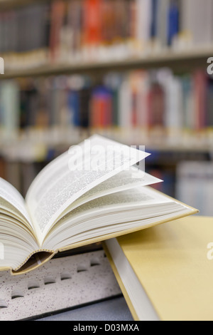 Libri e libri di testo mostrato in una scuola di Impostazione / regolazione della libreria (libro leganti sono realizzati su misura e non il diritto d'autore) Foto Stock