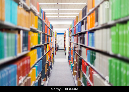 Libri e libri di testo mostrato in una scuola di Impostazione / regolazione della libreria (libro leganti sono realizzati su misura e non il diritto d'autore) Foto Stock