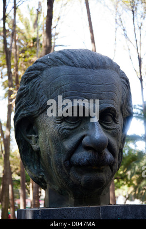 Einstein busto in bronzo su Parque Mexico a Città del Messico DF Foto Stock