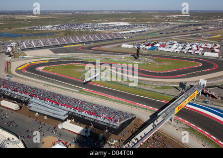 Panoramica di retro giri del circuito delle Americhe race track prima della F1 Il Gran Premio degli Stati Uniti di Austin in Texas Foto Stock