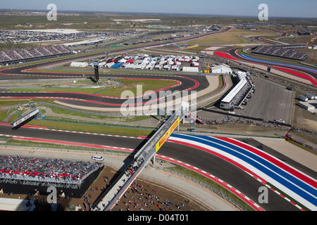 Panoramica di retro giri del circuito delle Americhe race track prima della F1 Il Gran Premio degli Stati Uniti di Austin in Texas . Foto Stock