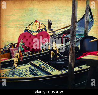 Immagine vintage di gondole a Venezia Foto Stock