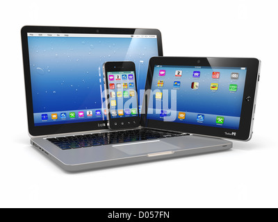 Laptop, tablet pc e il telefono cellulare Foto Stock
