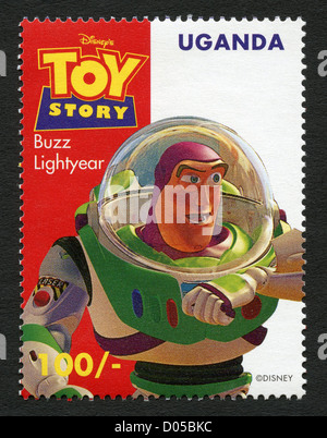 Uganda francobollo raffigurante personaggio Disney cartoon - Buzz da Toy Story Foto Stock