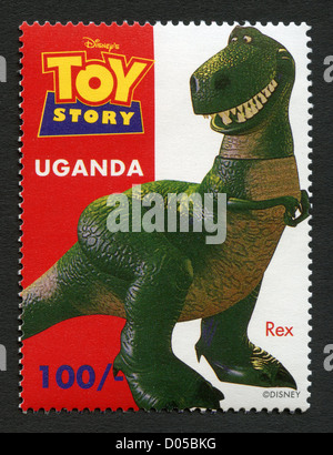 Uganda francobollo raffigurante personaggio Disney cartoon - Rex da Toy Story Foto Stock