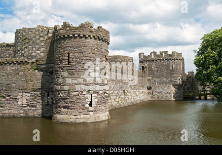 Il Galles, Isola di Anglesey, Beaumaris Castle, la costruzione è iniziata nel 1295, Fossato Foto Stock