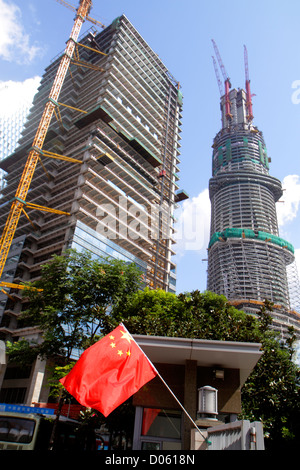 Shanghai Cina, cinese Pudong Xin Quinn Lujiazui Financial District, Lujiazui Ring Road, Oriental Financial Center, centro, Shanghai Tower, sotto nuovo const Foto Stock