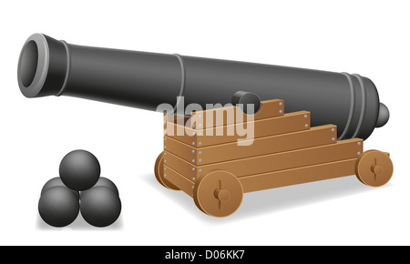 Cannone di antiquariato illustrazione isolati su sfondo bianco Foto Stock