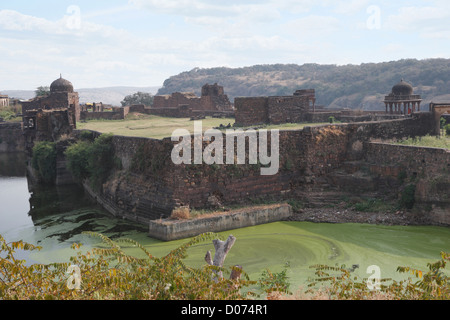 Rovine di Ranthambore Fort, Rajasthan, India. Foto Stock