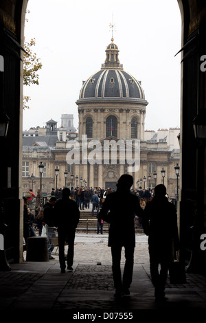 Vista dell'Institut de France la cupola dal Louvre Parigi Foto Stock