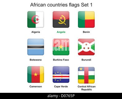 Pulsanti con i paesi africani flag impostati 1 Foto Stock