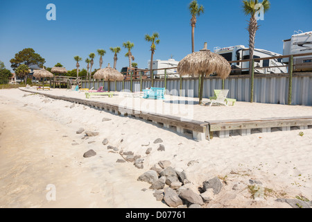 Spiaggia privata a waterfront RV resort di Santa Rosa il suono in Navarra, Florida Foto Stock