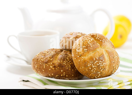 La prima colazione con crostini di pane francese Foto Stock