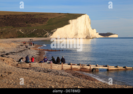 Cuckmere Haven Beach, Seven Sisters Coastline, East Sussex England UK GB Foto Stock