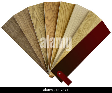 Rivestimenti in legno color swatch isolato con tracciato di ritaglio Foto Stock