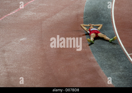 Matthew Centrowitz (USA) dopo aver terminato quarto in Uomini 1500m a le Olimpiadi estive di Londra, 2012 Foto Stock