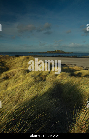 Fidra Lighthouse vicino a Yellowcraigs, East Lothian Foto Stock