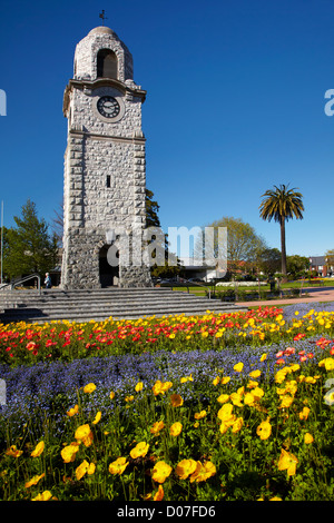 Memorial Clock Tower, Seymour Square, Blenheim, Marlborough, Isola del Sud, Nuova Zelanda Foto Stock