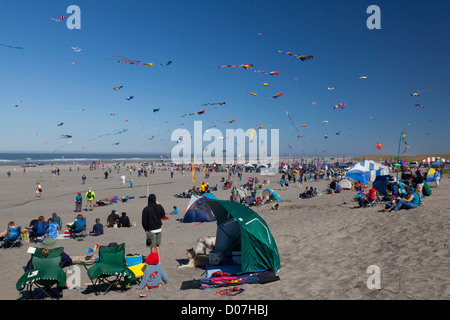 WA, Long Beach, International Kite Festival, aquiloni colorati Foto Stock