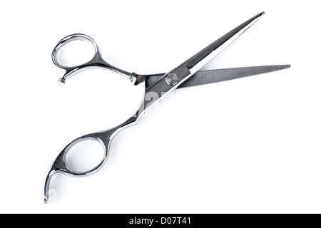 Il taglio dei capelli professionale forbici. Studio isolamento su bianco. Foto Stock