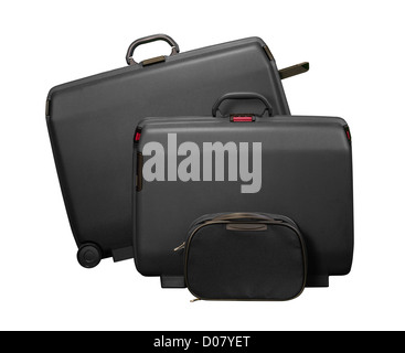 Due grandi valigie e borsa da viaggio isolato su bianco ( percorso di clipping ) Foto Stock
