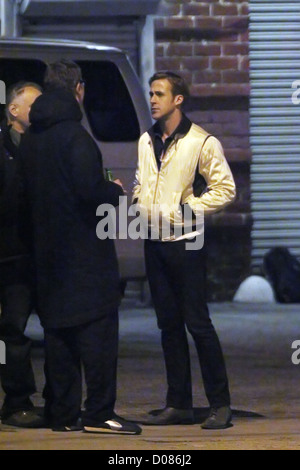 Ryan Gosling sul set del suo nuovo film 'Drive' Los Angeles, California - 10.11.10 Foto Stock