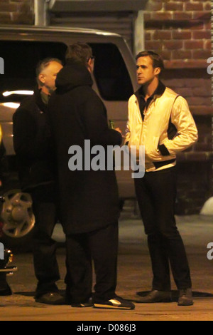 Ryan Gosling sul set del suo nuovo film 'Drive' Los Angeles, California - 10.11.10 Foto Stock