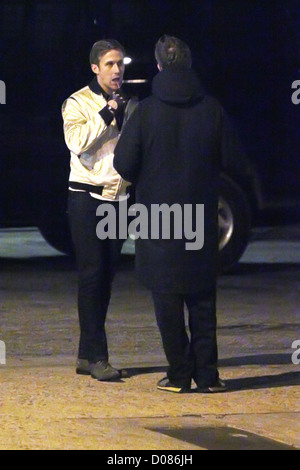 Ryan Gosling sul set del suo nuovo film 'Drive' Los Angeles, California - 10.11.10 Foto Stock