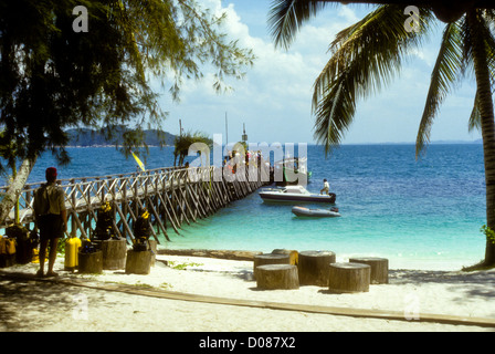 Rawa Island,sulle spiagge contornate di palme, sabbia bianca,Scuba diving, snorkeling,rilassante sulla costa Est della Malaysia,sul Mare della Cina del Sud Foto Stock