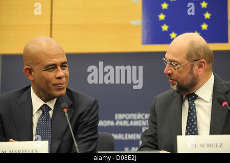 Presidente Martelly di Haiti presso il Parlamento europeo Foto Stock